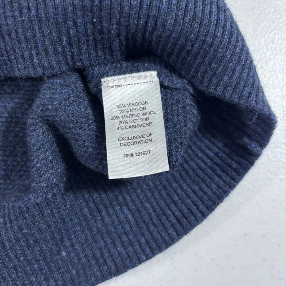 Johnnie-O Esteban Navy Blue Merino Wool Cashmere Blend Notch V-Neck Sweater Sz L